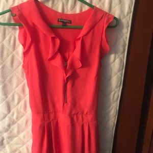 Express Coral Ruffle Romper